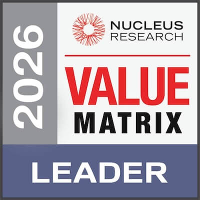 2026 Nucleus Research CPM Technology Value Matrix, "Leader" badge